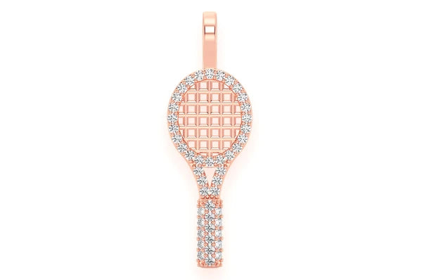 Raquette de tennis Pendentif diamant 0,20 ct en or massif 14 carats