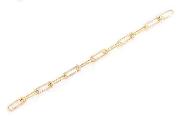 Erkals Jewellers Diamond Bezel Set Elongated Rolo Link Bracelet 18K Gold 3.25ctw