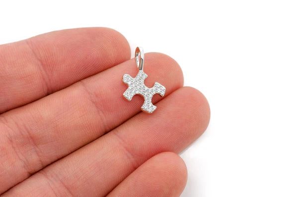 0.25ct Diamond Puzzle Piece Pendant 14K Solid Gold