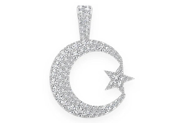 Erkals Jewellers Crescent Moon & Star Pendant 18K Gold 0.85ctw