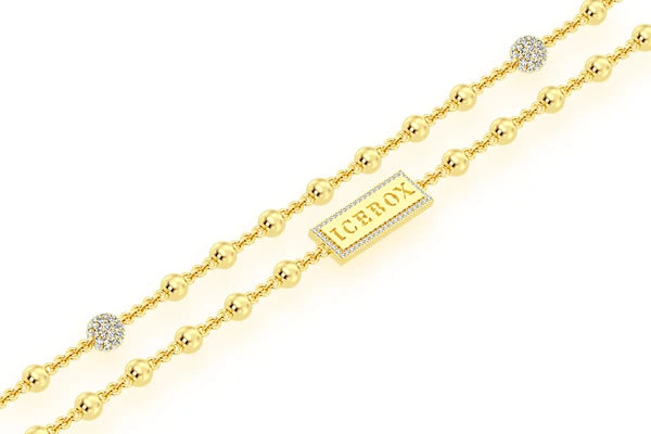 Erkals Jewellers Diamond Bead Rosary Chain 18K Gold 2.75ctw