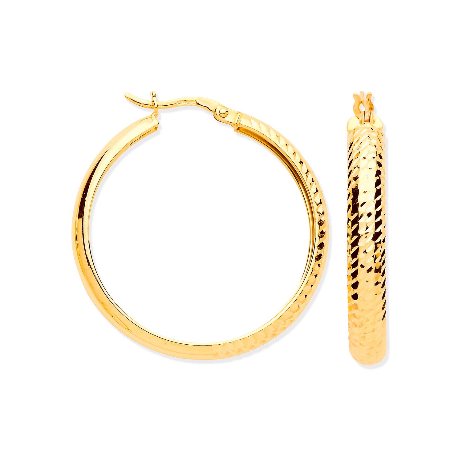 Y/G 29mm Half DC Half Plain Hoop Earrings