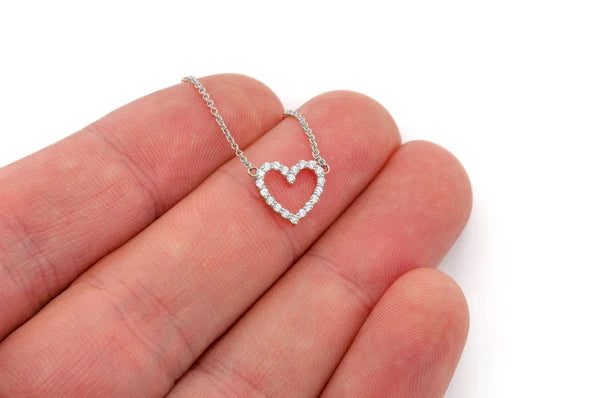 Erkals Jewellers Open Heart Diamond Pendant Necklace 18K Gold 0.15ctw