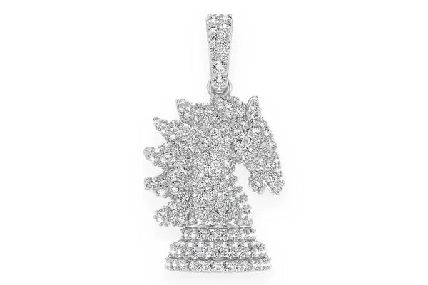 Erkals Jewellers Knight Chess Piece Pendant 18K Gold Diamond 0.90ctw