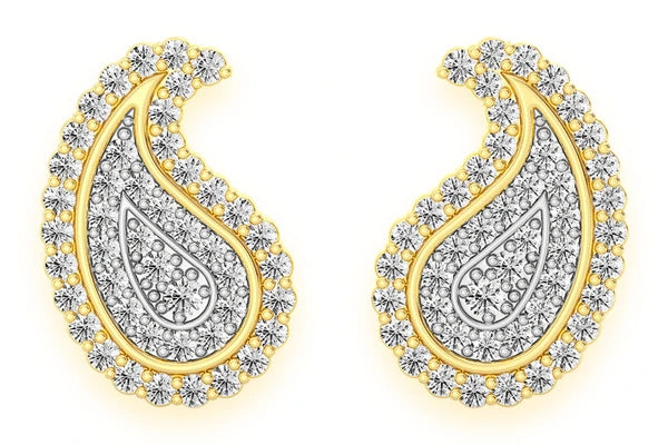 Erkals Jewellers Paisley Stud Earrings 18K Gold 0.35ctw