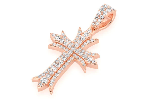 Erkals Jewellers Deco Three Row Cross Pendant 18K Gold Diamond 0.65ctw