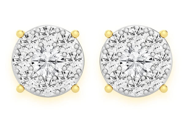 Erkals Jewellers Mosaic Stud Earrings 18K Gold 1.50ctw