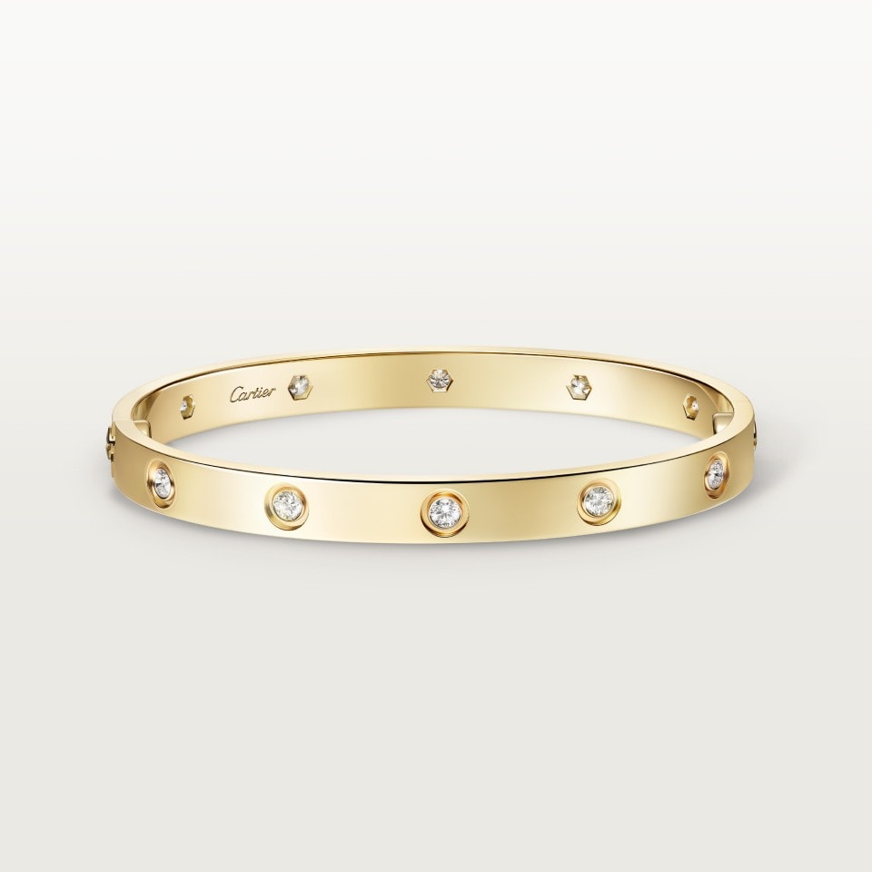 Cartier Love Bracelet Classic Model 10 Diamonds 18K Yellow Gold