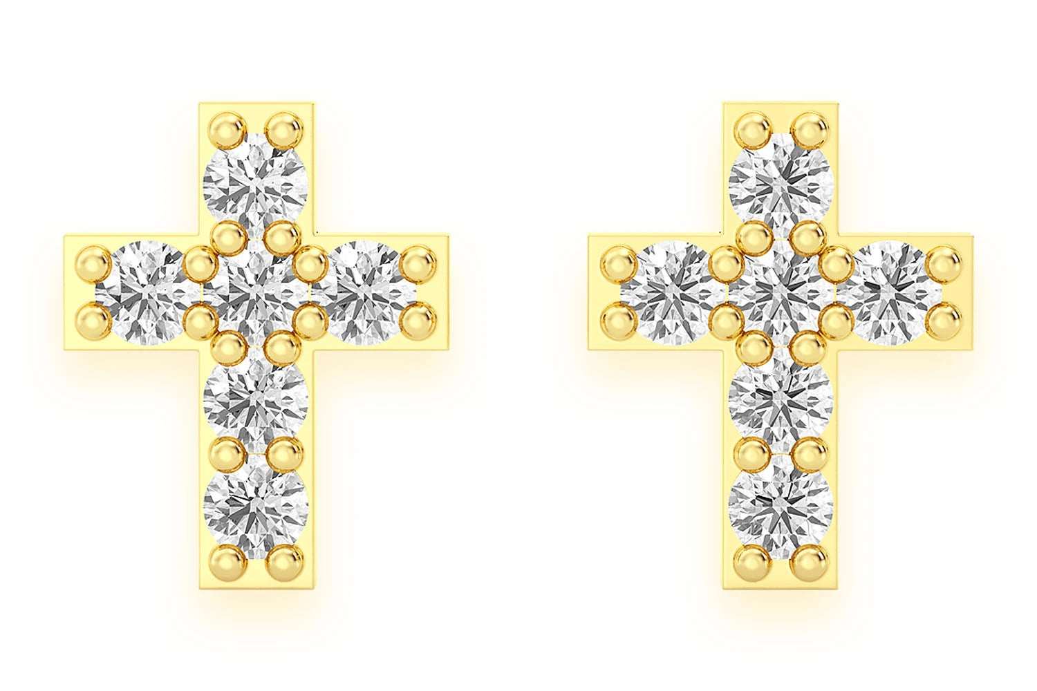 Erkals Jewellers Mini Cross Stud Earrings 18K Gold 0.10ctw