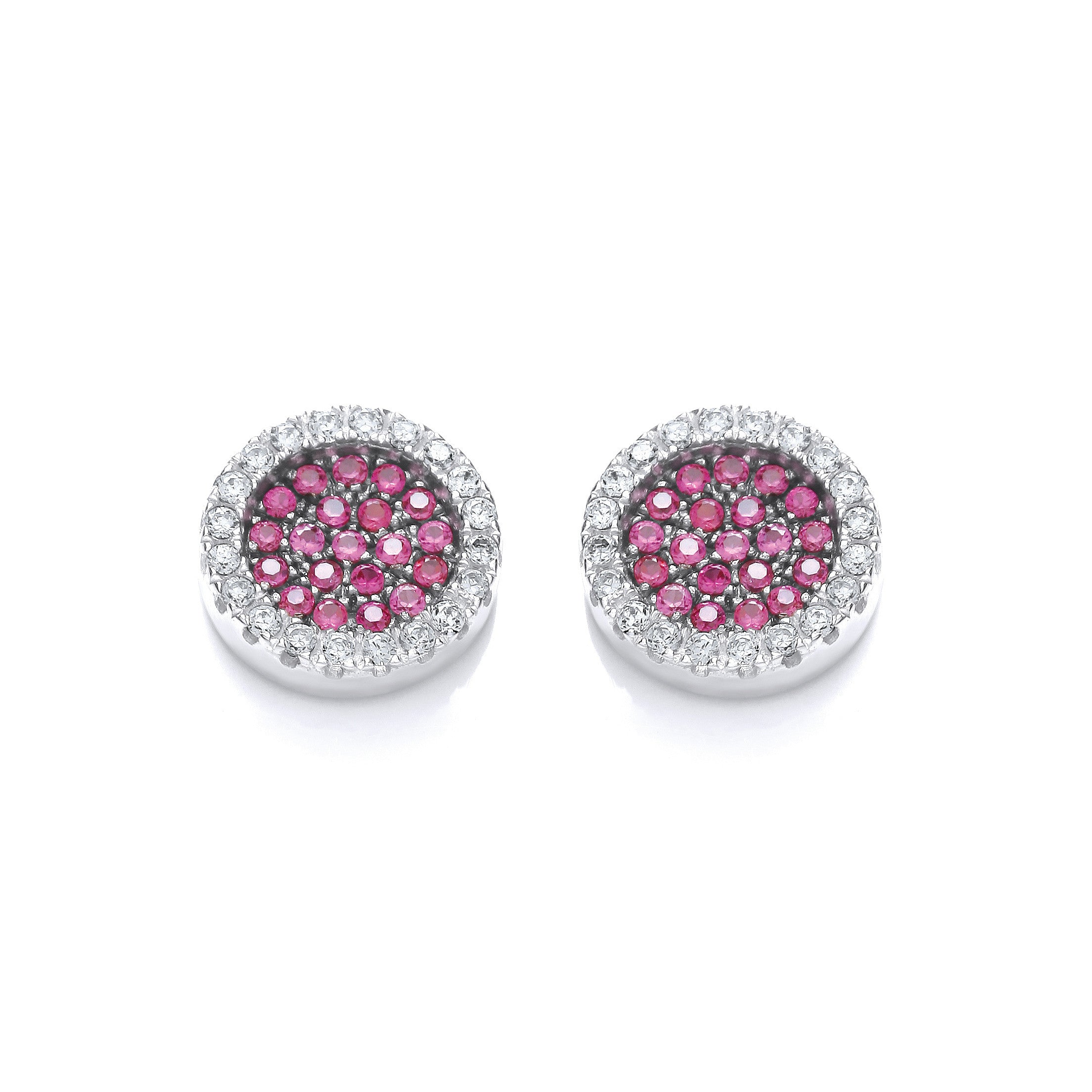 Micro Pave' Round Pink Cz Stud Earrings