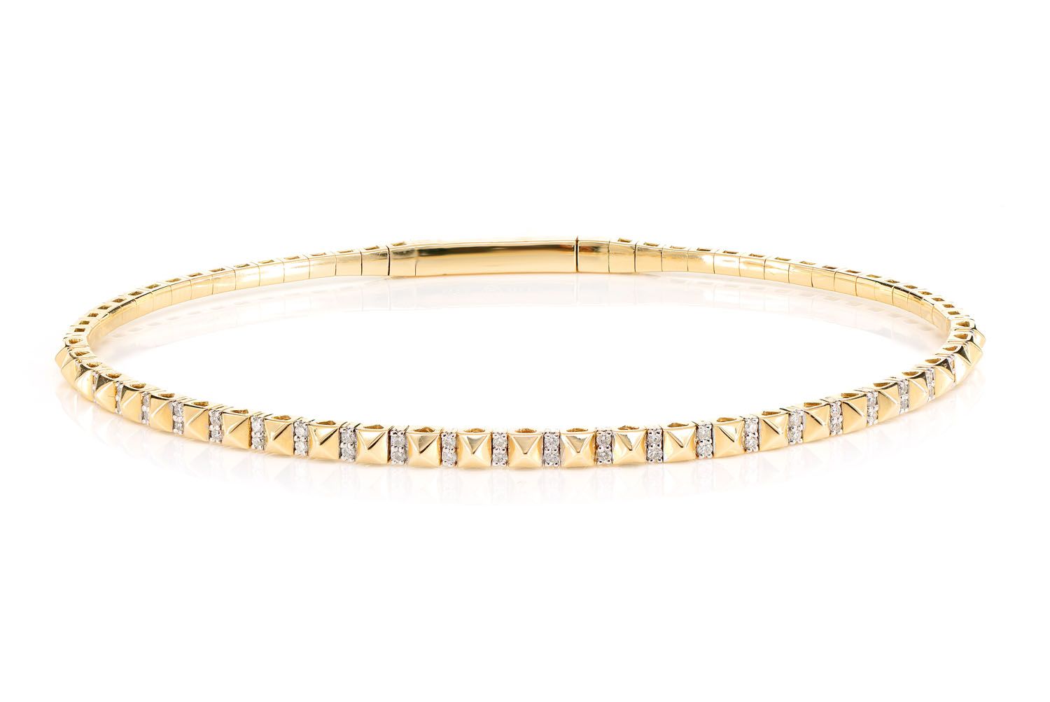 Erkals Jewellers Pointed Square Diamond Flex Bangle Bracelet 18K Gold 0.19ctw