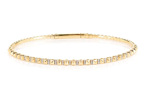 Erkals Jewellers Pointed Square Diamond Flex Bangle Bracelet 18K Gold 0.19ctw