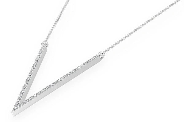 Collar de diamantes en forma de V de 0,33 quilates conectado en oro macizo de 14 quilates