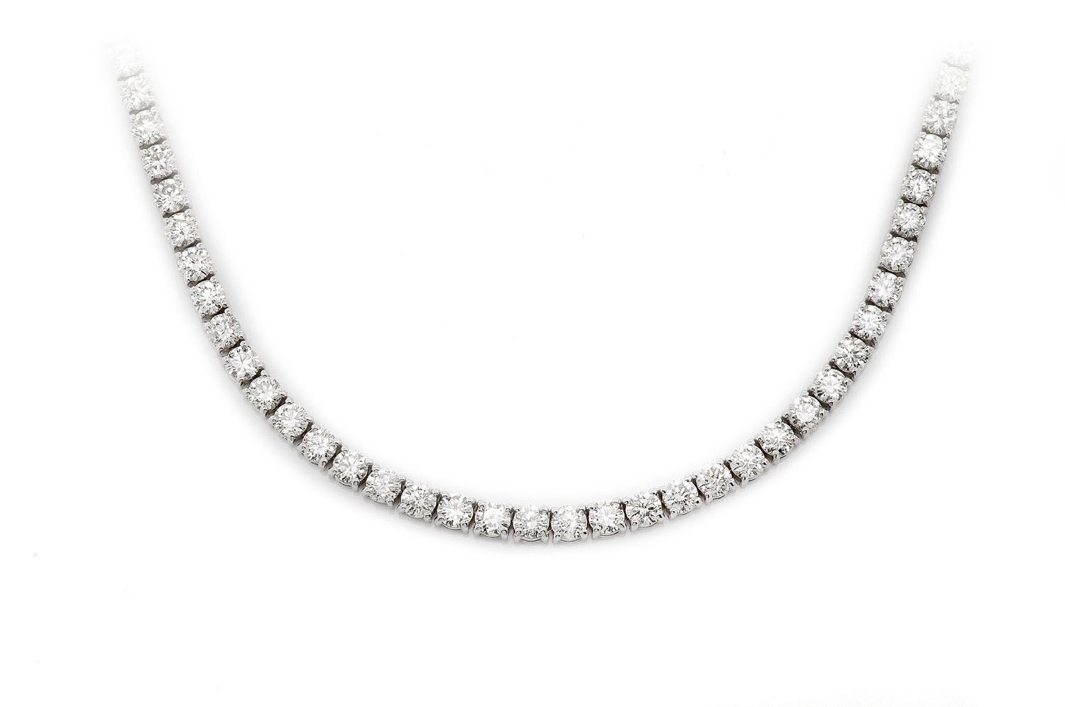 Erkals Jewellers 12pt Prong Set Diamond Tennis Necklace 18K Gold 20.00ctw