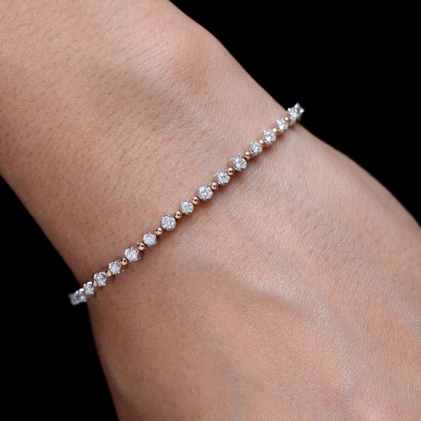 Erkals Jewellers Beaded Crown Link Diamond Bracelet 18K Gold 1.70ctw