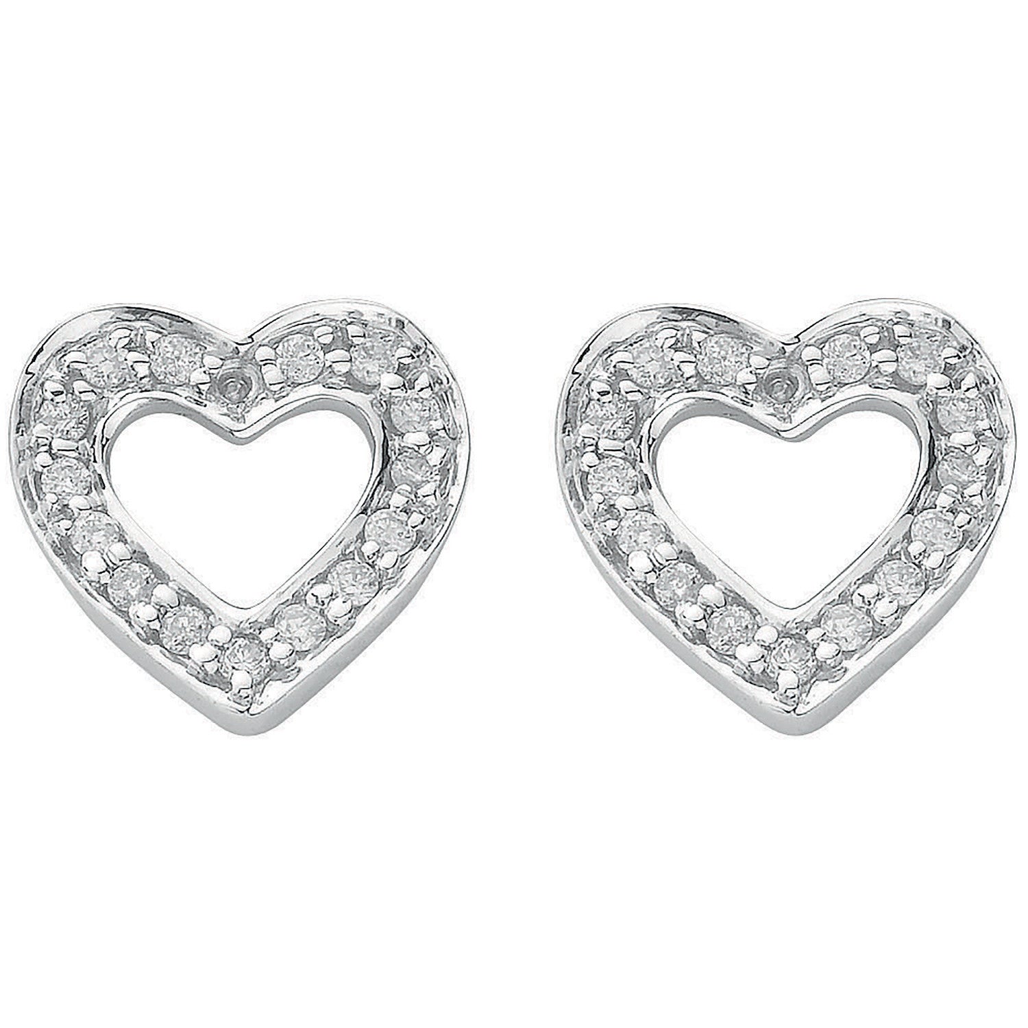 18ct White Gold 0.18ct Diamond Heart Stud Earrings