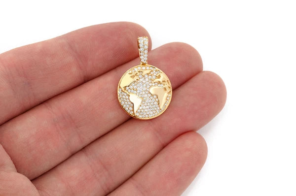 Erkals Jewellers World Globe Pendant 18K Gold Diamond 0.75ctw