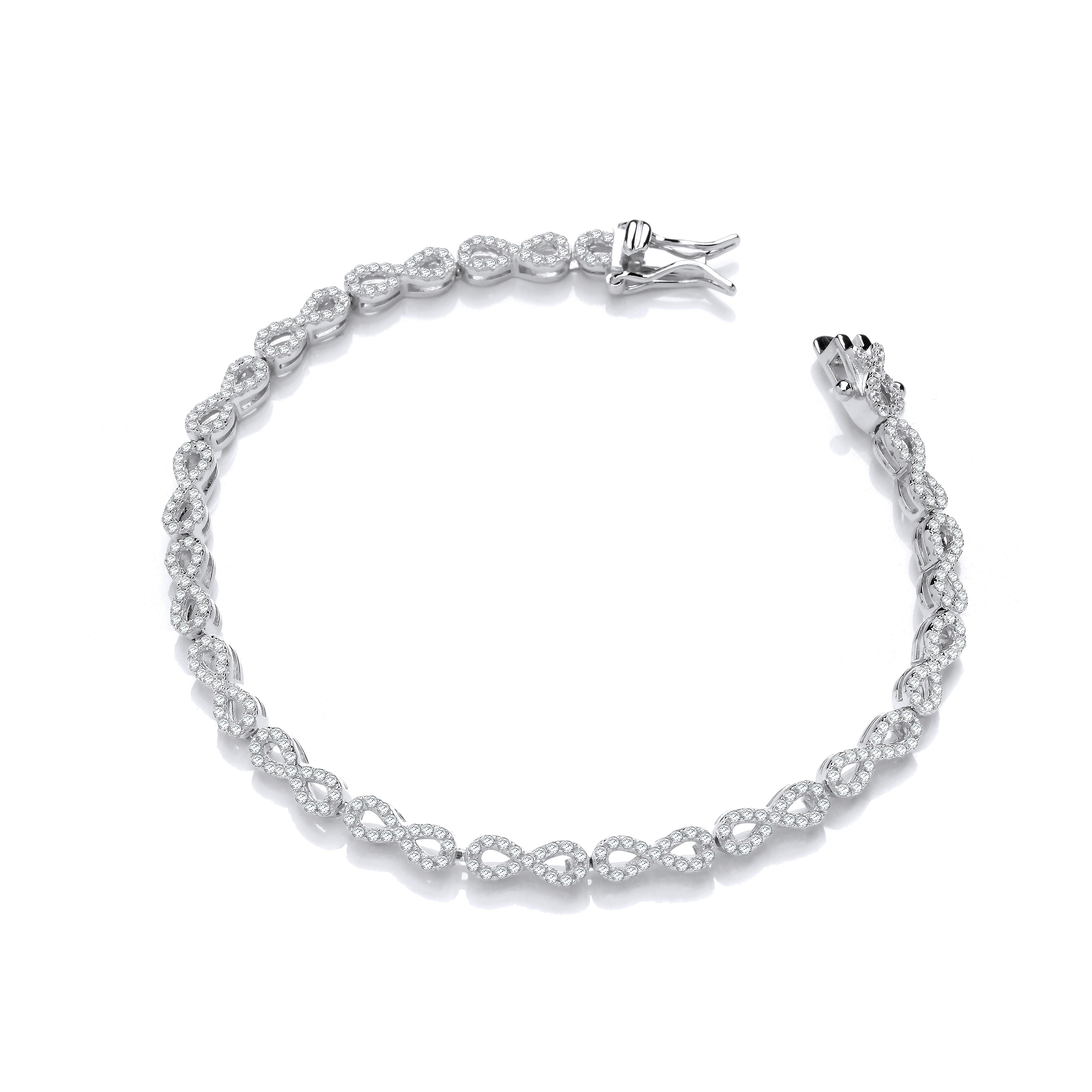 Infinity Tennis Silver Cz Bracelet