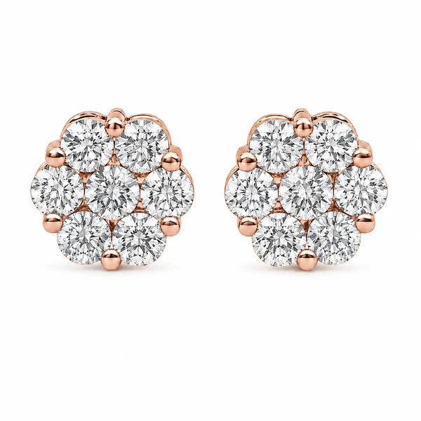 Erkals Jewellers Flower Stud Earrings 18K Gold 4.00ctw