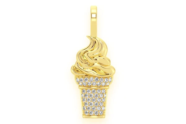 Erkals Jewellers Ice Cream Cone Pendant 18K Gold Diamond 0.15ctw