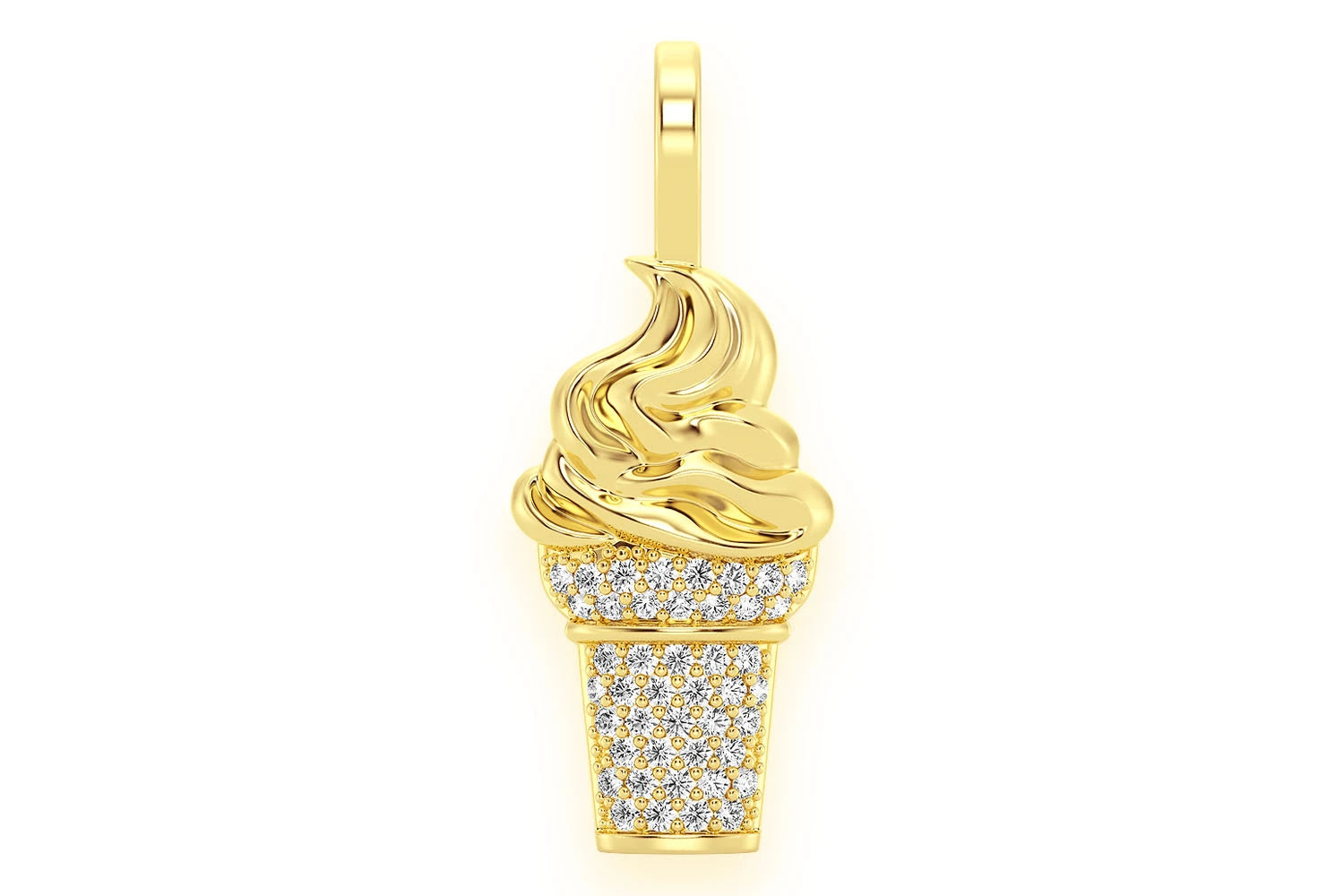 Erkals Jewellers Ice Cream Cone Pendant 18K Gold Diamond 0.15ctw