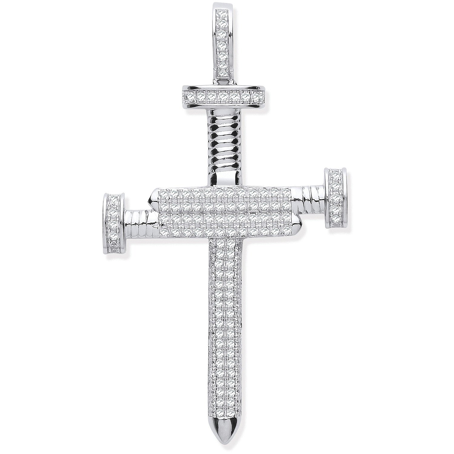 Silver CZ Nail Cross