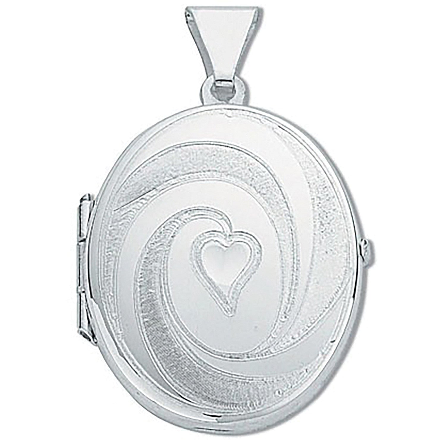 Silver Medium Engraved Oval Shaped Locket