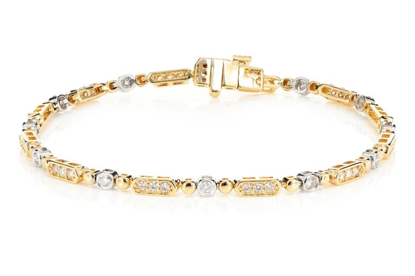 Erkals Jewellers Alternating Bezel Bar Link Bracelet 18K Gold 0.85ctw