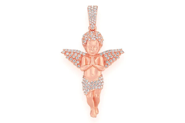 0.50ct Diamond Praying Angel Pendant 14K Solid Gold