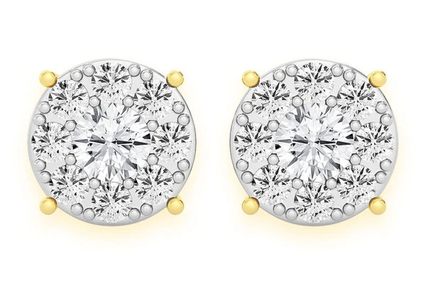 Erkals Jewellers Mosaic Stud Earrings 18K Gold 2.00ctw