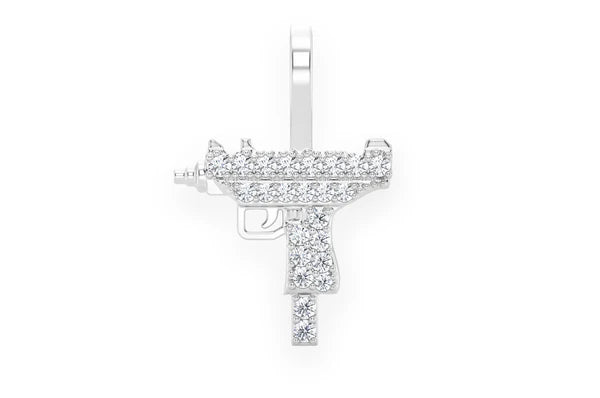 0.15ct Diamond Uzi Pendant 14K Solid Gold