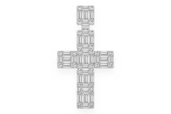 Erkals Jewellers Baguette Cross Pendant 18K Gold Diamond 1.80ctw