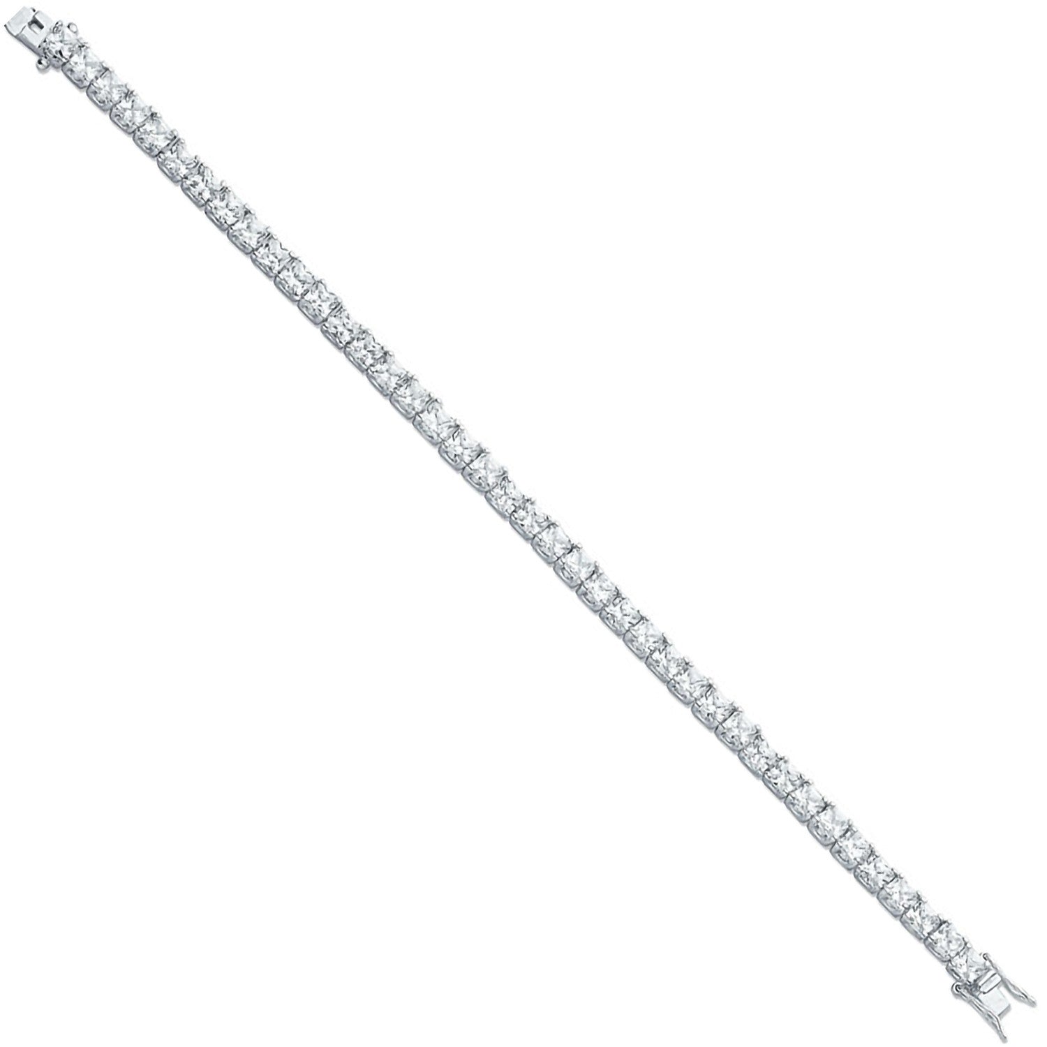 Silver 4.3mm Princess Cut Cz Tennis Bracelet