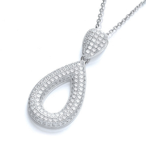 Micro Pave' Pear Shape Pendant with 18" Chain