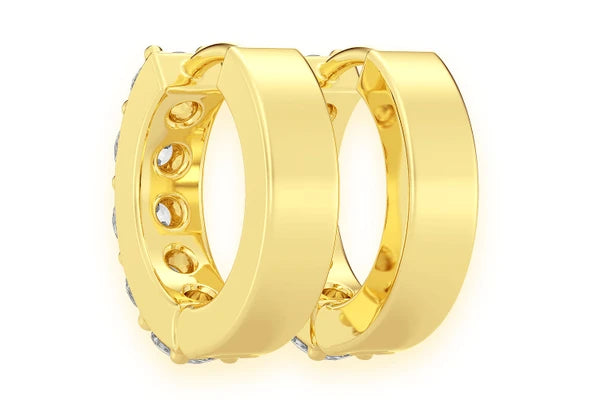 Erkals Jewellers One Row Huggie Hoop Earrings 18K Gold 0.80ctw