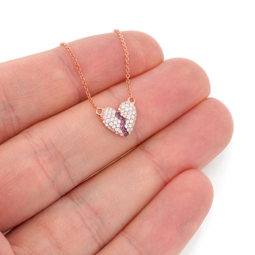 Heartbreaker 0.35ct Collar de diamantes conectado 14K oro sólido