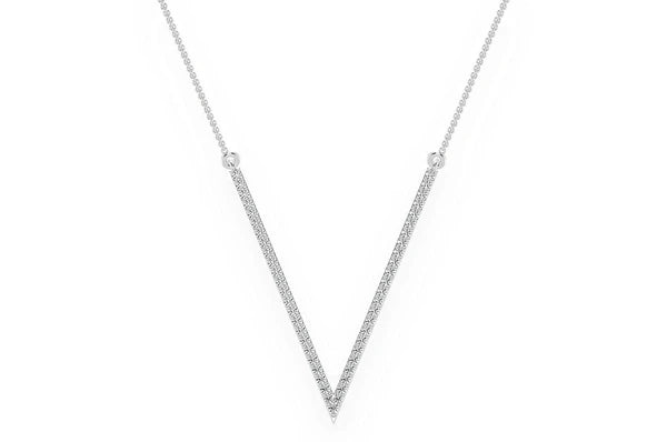 0.33ct Diamond V Connected Necklace 14K Solid Gold