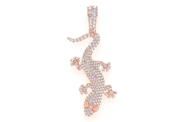 1.00ct Diamond Lizard Pendant 14K Solid Gold