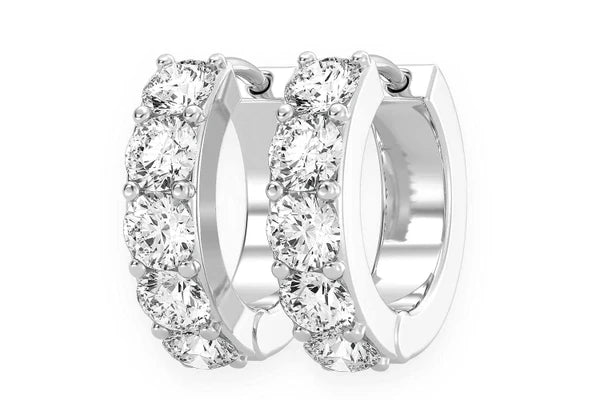 Erkals Jewellers One Row Huggie Hoop Earrings 18K Gold 0.80ctw