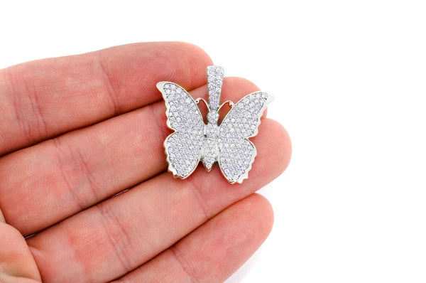 2.25ct Diamond Butterfly Pendant 14K Solid Gold