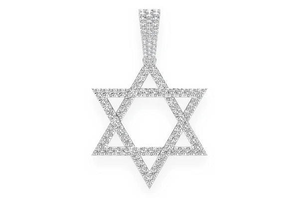 1.90ct Diamond Star Of David Pendant 14K Solid Gold