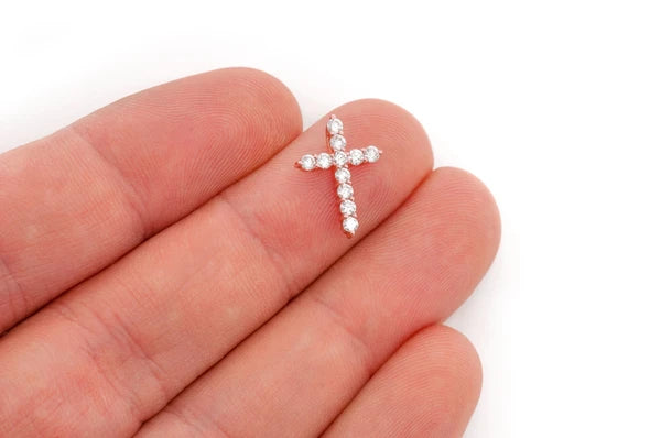 Erkals Jewellers Hidden Bail Cross Pendant 18K Gold Diamond 0.40ctw