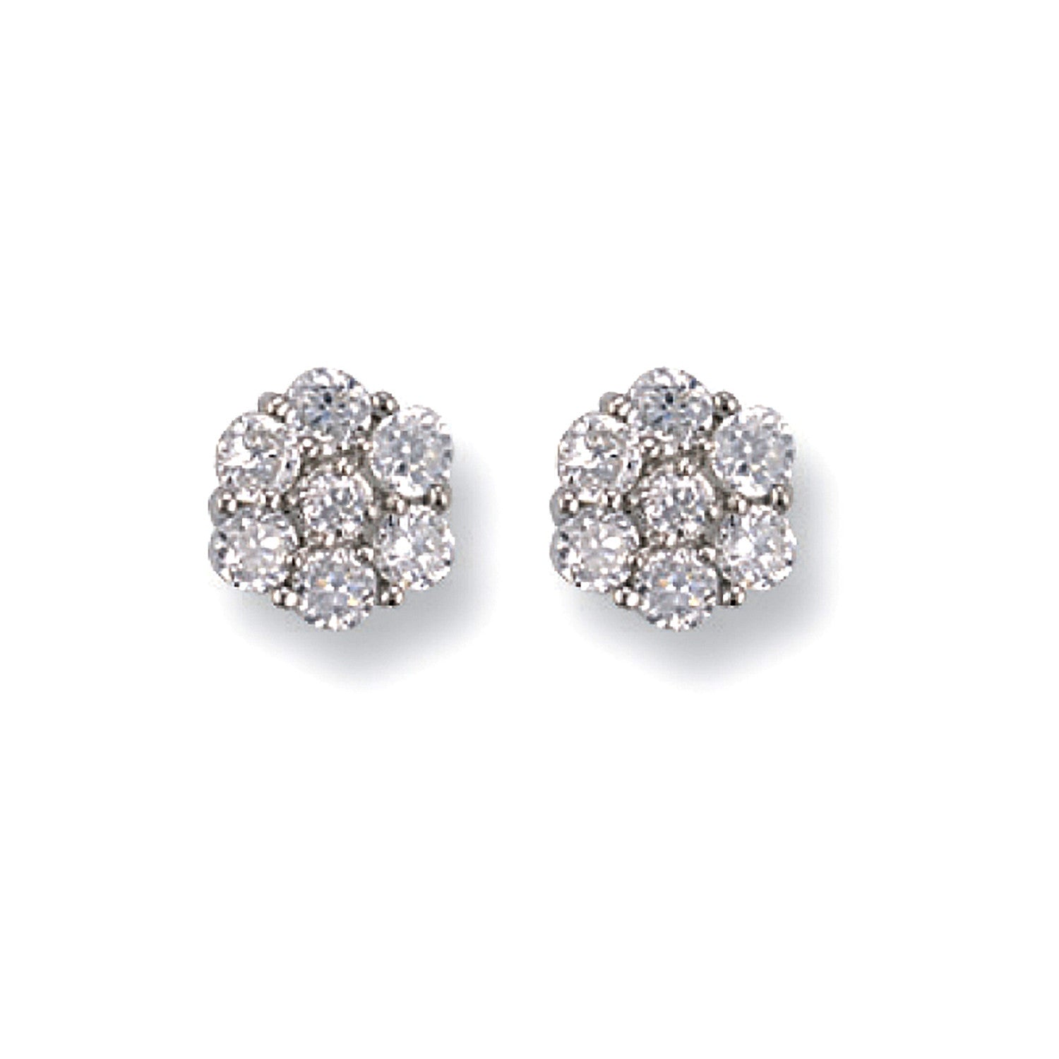 W/G 9mm Cz Cluster Stud Earrings