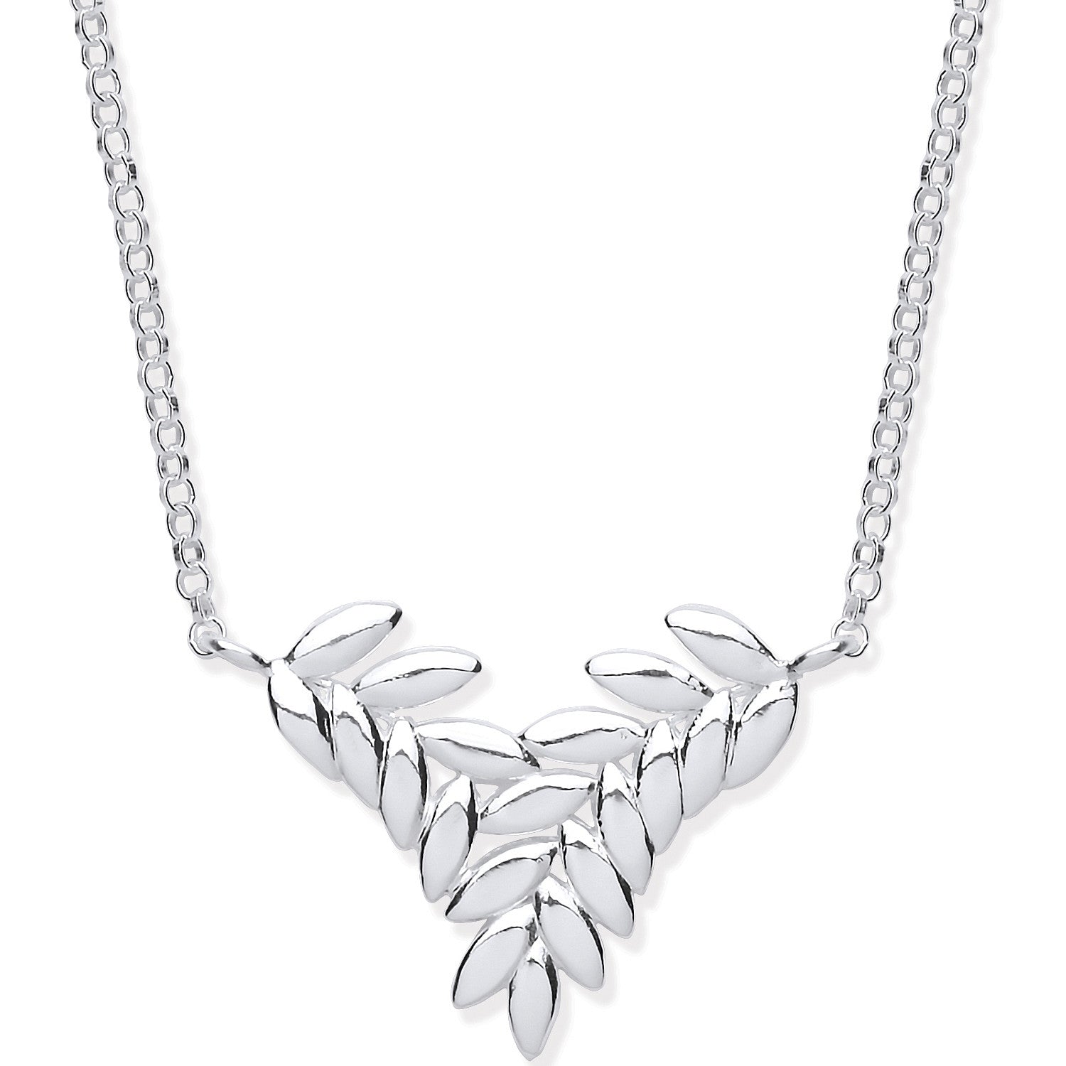 Silver Barley Leaf Necklace 16" + 2" extention