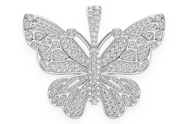2.00ct Diamond Butterfly Pendant 14K Solid Gold