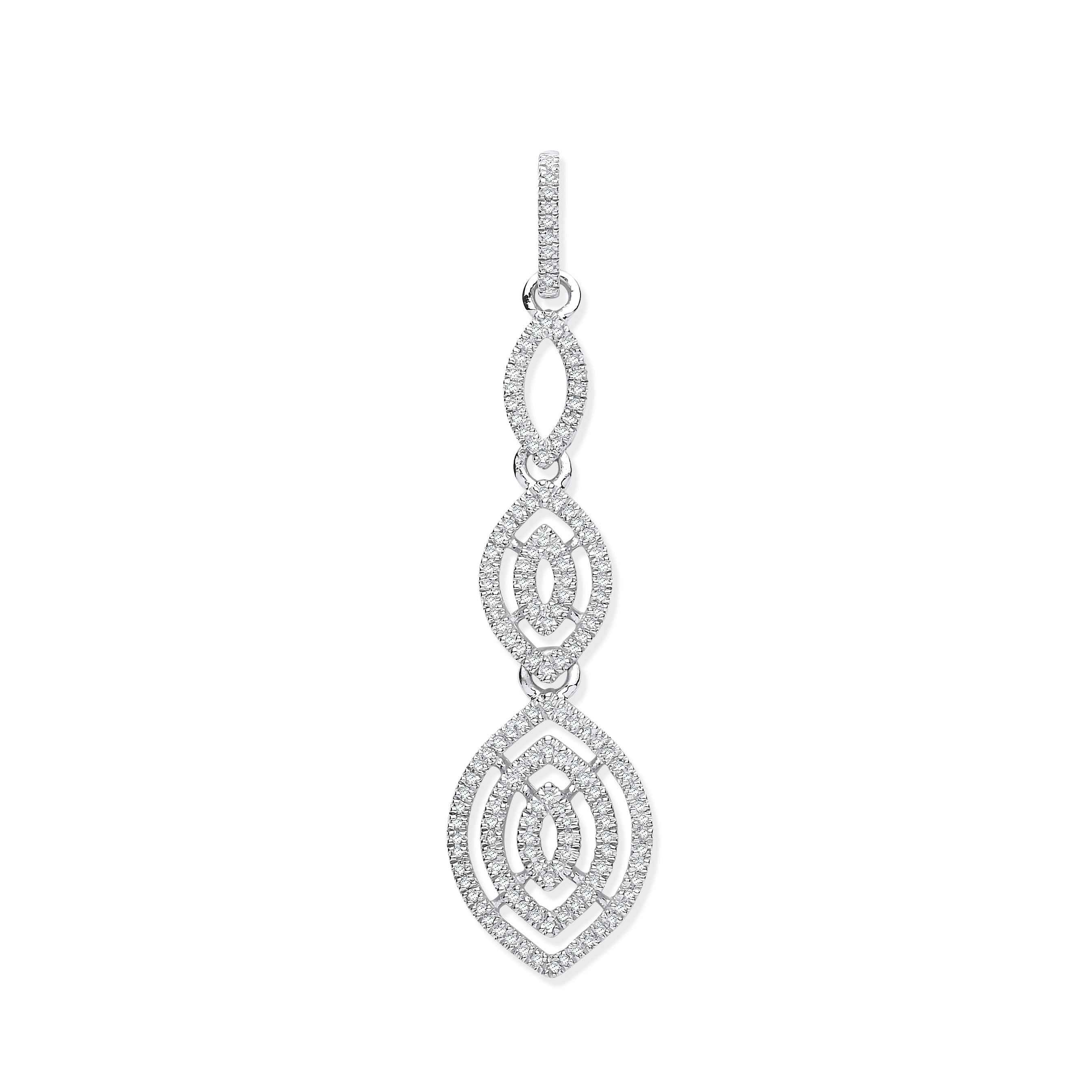 9ct White Gold Drop 0.25ct Diamond Pendant