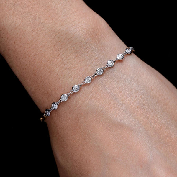 Erkals Jewellers Diamond Bezel Set Elongated Rolo Link Bracelet 18K Gold 0.50ctw