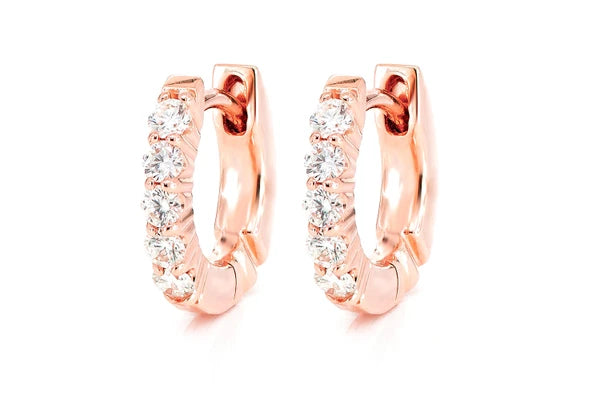Erkals Jewellers Scallop Hoop Diamond Earrings 18K Gold 0.30ctw