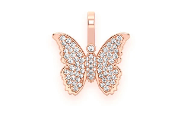 0.40ct Diamond Butterfly Pendant 14K Solid Gold