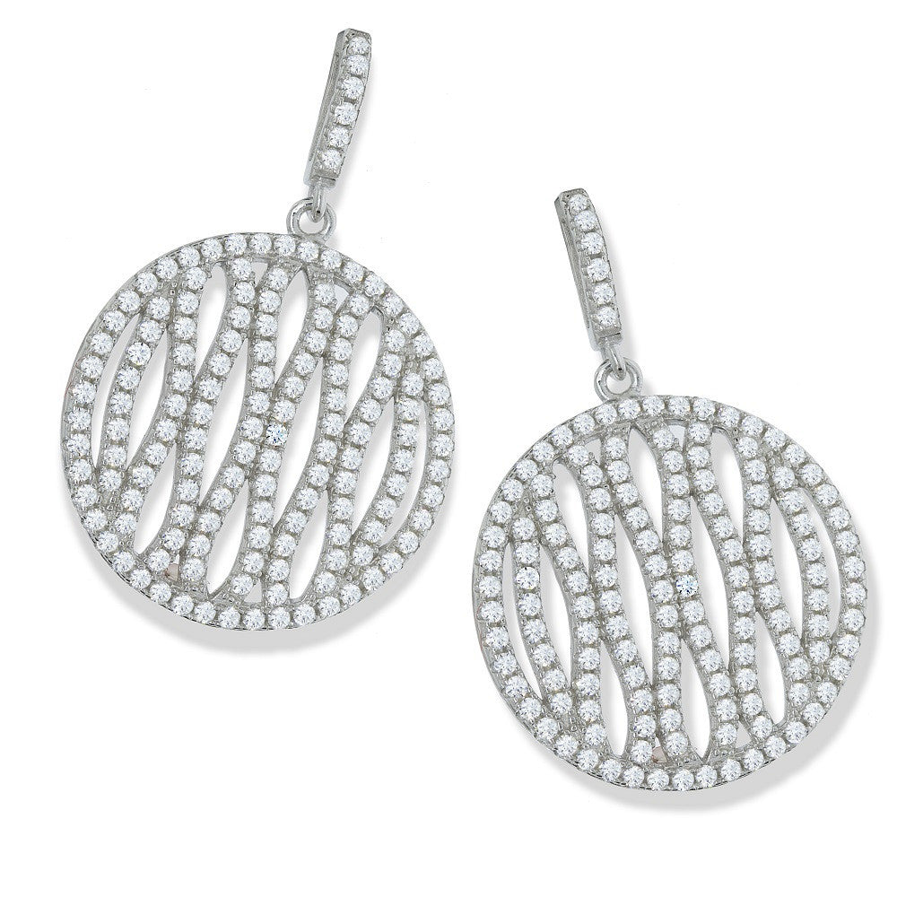 Micro Pave Fancy Round Drop Cz Earrings